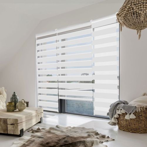 Store Enrouleur Zébré Jour Nuit 60 X 230 Cm Blanc