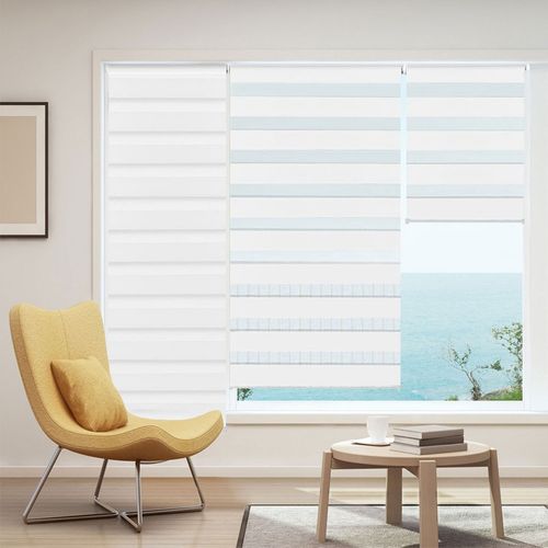 Store Enrouleur Zébré Jour Nuit 60 X 230 Cm Blanc