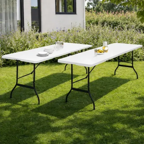 Lot De 2 Tables Pliantes Portables 180 Cm Pour Camping Ou Réception