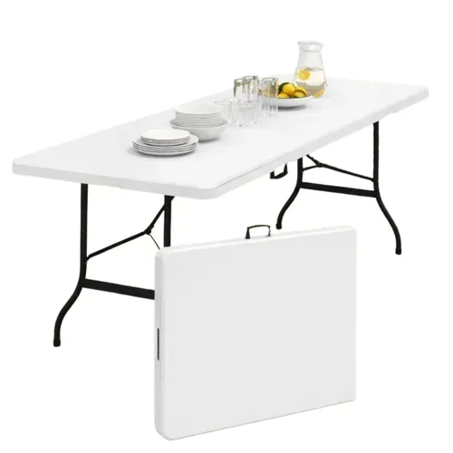 Lot De 2 Tables Pliantes Portables 180 Cm Pour Camping Ou Réception