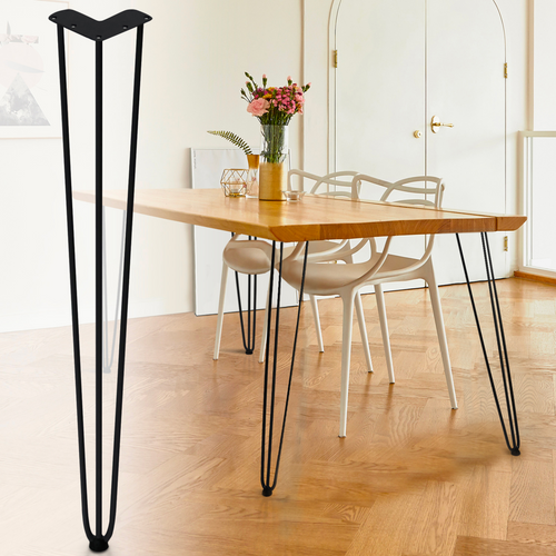 Lot De 4 Pieds épingle 71 Cm Pour Table Noir Design Industriel