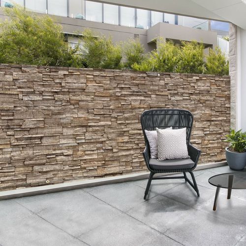 Brise Vue Occultant 1,8 X 10 M Motif Pierre Marron 160 Gr/m²