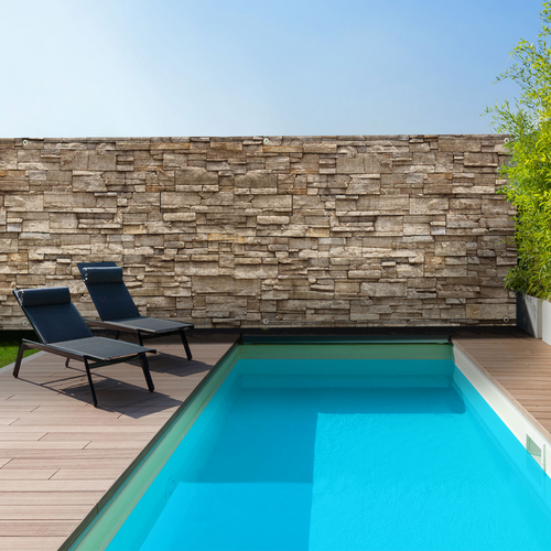 Brise Vue Occultant 1 X 10 M Motif Pierre Marron 160 Gr/m²