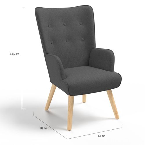 Fauteuil Scandinave Ivar En Tissu Gris Anthracite