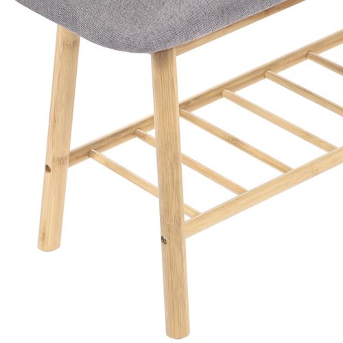 Banc D'entrée Chaussures Capitonné Bambou Rita Tissu Gris Clair