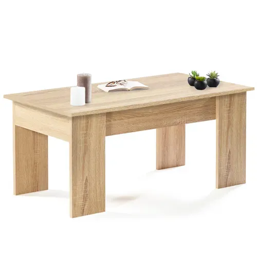 Table Basse Plateau Relevable Rectangulaire Tara Bois Imitation Hêtre