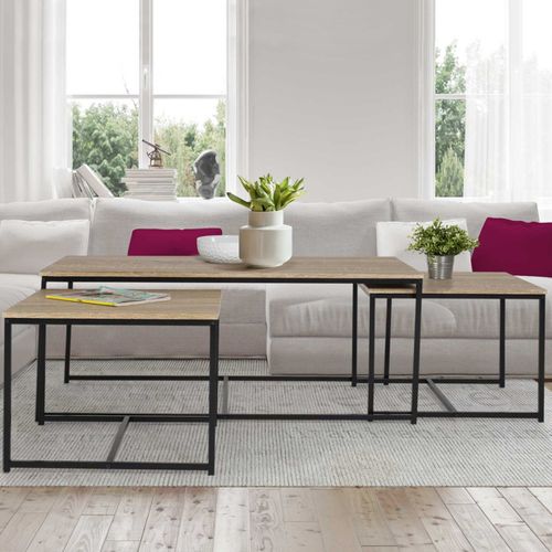 Lot De 3 Tables Basses Gigognes Detroit 113 Cm Design Industriel