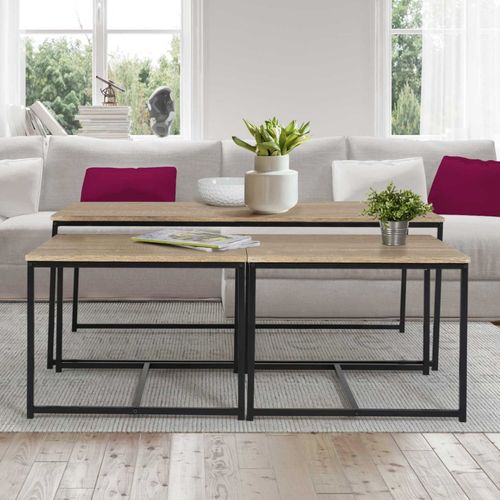 Lot De 3 Tables Basses Gigognes Detroit 113 Cm Design Industriel
