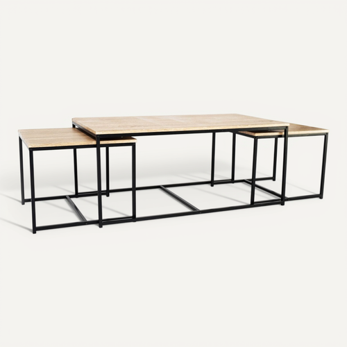 Lot De 3 Tables Basses Gigognes Detroit 113 Cm Design Industriel