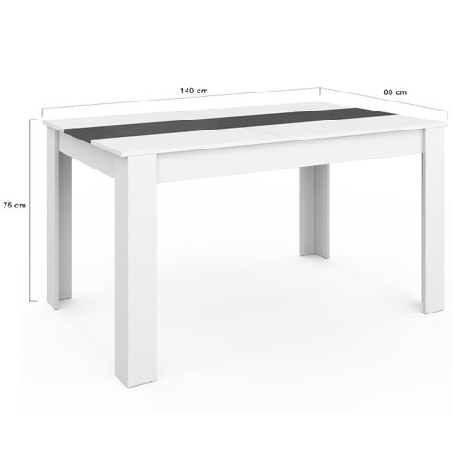 Table à Manger Rectangle Georgia 6 Personnes Blanche Et Grise 140 X 80 Cm
