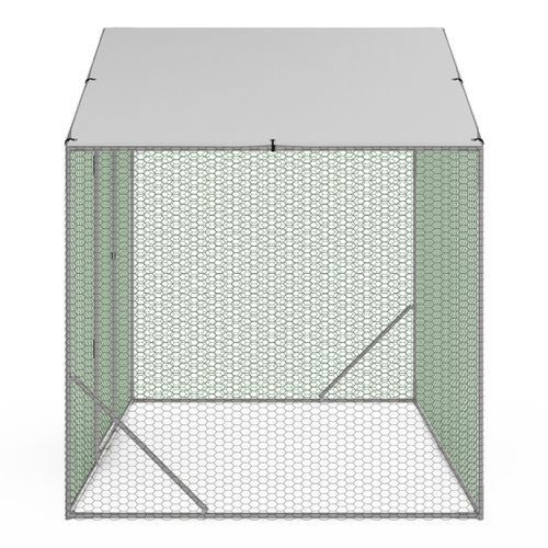 Enclos poulailler 9 m² parc grillagé 3x3 M acier galvanisé Cage parc