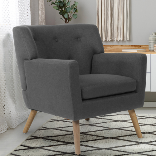 Fauteuil Scandinave Liv En Tissu Gris Anthracite