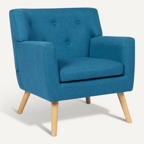 Fauteuil Scandinave Liv En Tissu Bleu Canard