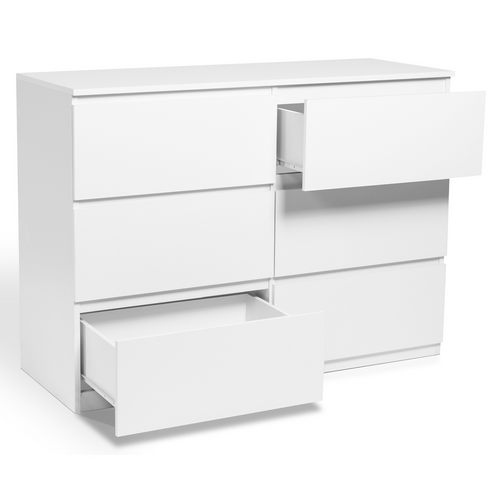 Commode 6 Tiroirs Tomi 110 Cm Bois Blanc