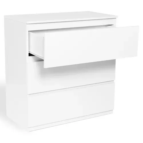 Commode 3 Tiroirs Tomi 78 Cm Bois Blanc