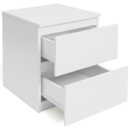 Lot De 2 Tables De Chevet Tomi 2 Tiroirs Bois Blanc