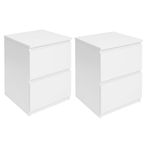 Lot De 2 Tables De Chevet Tomi 2 Tiroirs Bois Blanc