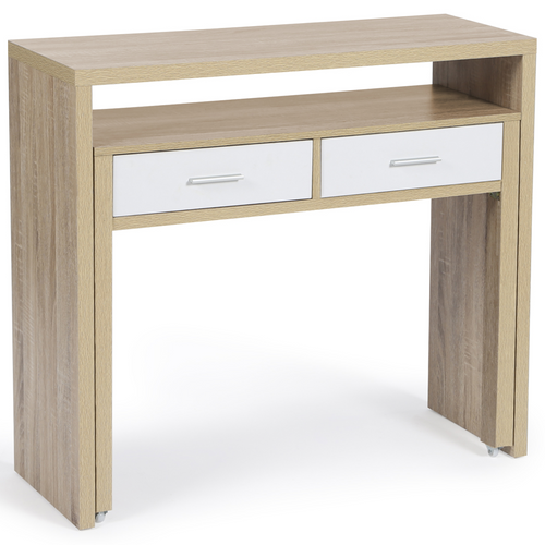 Bureau Extensible Max Façon Hêtre Et Blanc