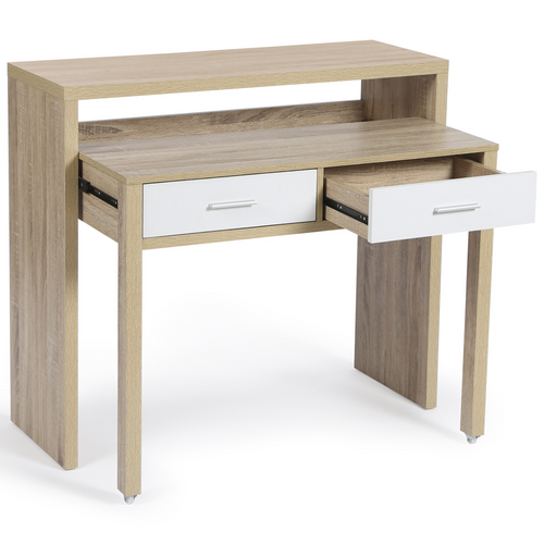 Bureau Extensible Max Façon Hêtre Et Blanc
