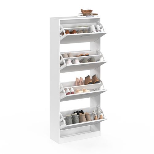 Meuble à Chaussures 24 Paires Klark 4 Portes Blanc