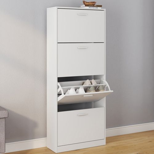 Meuble à Chaussures 24 Paires Klark 4 Portes Blanc