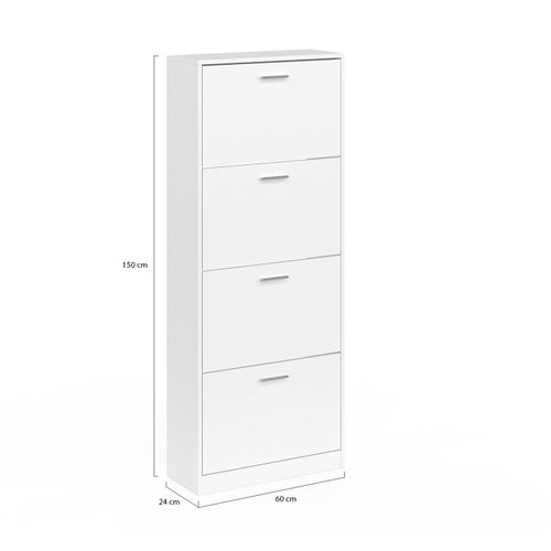 Meuble à Chaussures 24 Paires Klark 4 Portes Blanc