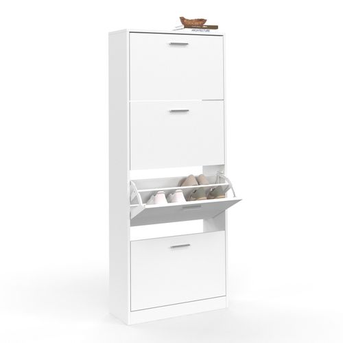 Meuble à Chaussures 24 Paires Klark 4 Portes Blanc