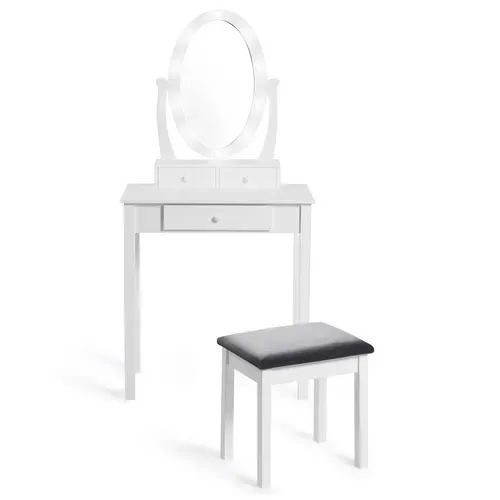 Coiffeuse Bella Avec Miroir LED Et Tabouret
