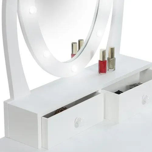 Coiffeuse Bella Avec Miroir LED Et Tabouret