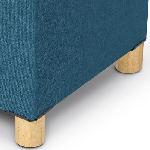 Banc Coffre Rangement Sur Pied 100 Cm Tissu Bleu Canard