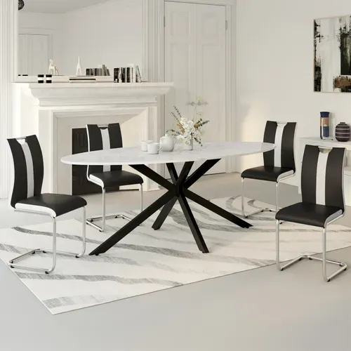 Lot De 4 Chaises Pia Noires Et Blanches Pour Salle à Manger