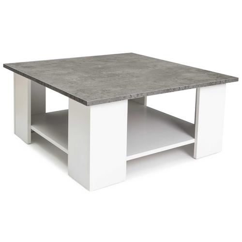 Table Basse Carrée Eli Blanche Plateau Effet Béton
