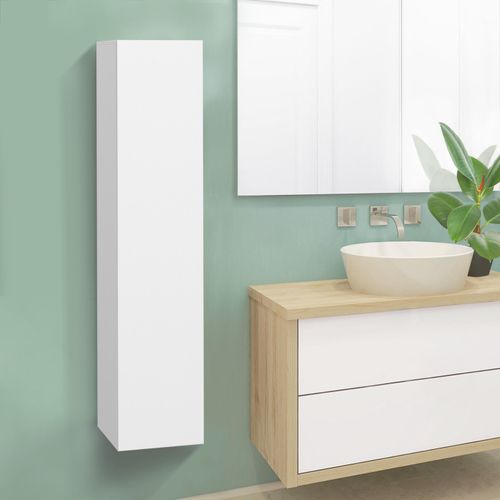 Meuble Colonne Salle De Bain Suspendu Blanc Lila