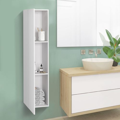 Meuble Colonne Salle De Bain Suspendu Blanc Lila
