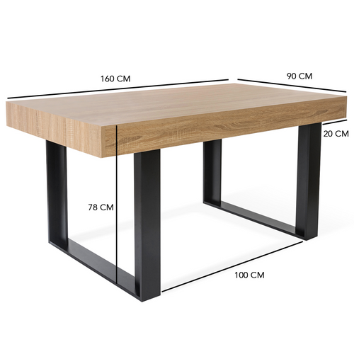 Table à Manger Rectangle Phoenix 6 Personnes Bois Et Noir 160 Cm