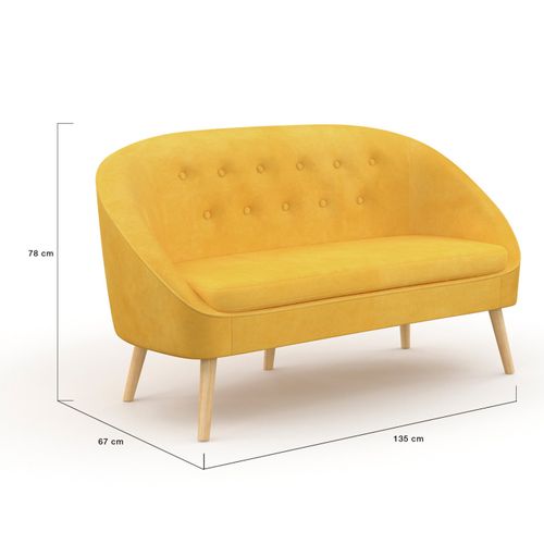 Canapé Banquette Sonia En Velours Jaune