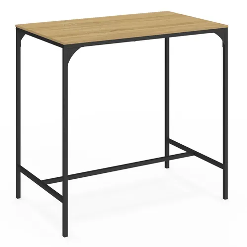Ensemble Table Haute De Bar Detroit 100 Cm Et 4 Tabourets Bois Et Métal Noir Design Industriel