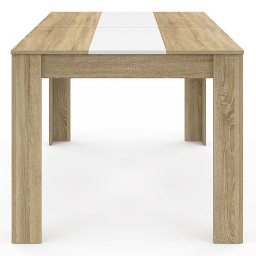 Table à Manger Rectangle Georgia 6 Personnes Imitation Hêtre Et Blanche 140 X 80 Cm