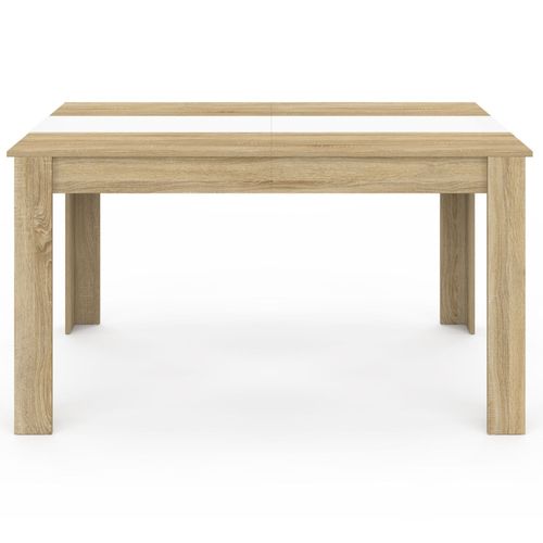 Table à Manger Rectangle Georgia 6 Personnes Imitation Hêtre Et Blanche 140 X 80 Cm