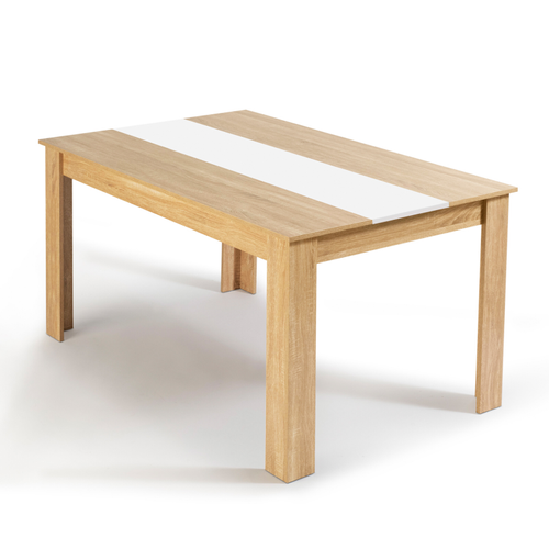 Table à Manger Rectangle Georgia 6 Personnes Imitation Hêtre Et Blanche 140 X 80 Cm