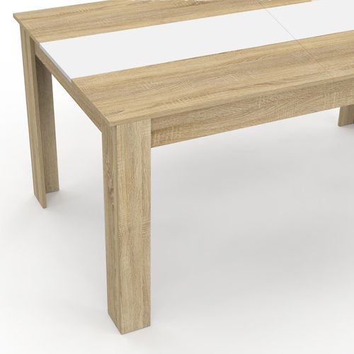 Table à Manger Rectangle Georgia 6 Personnes Imitation Hêtre Et Blanche 140 X 80 Cm