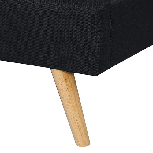 Lit Double Scandinave Oslo Avec Tête De Lit Et Sommier 160 X 200 Cm Tissu Noir