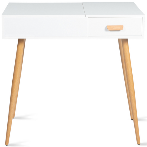 Coiffeuse Scandinave Lisa Miroir Rabattable Blanche