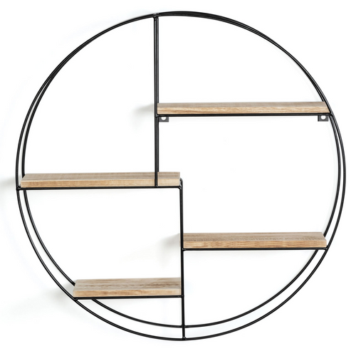 Etagère Murale Ronde Lily 4 Niveaux Bois Et Métal Design Industriel