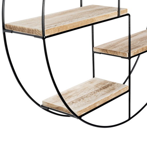 Etagère Murale Ronde Lily 4 Niveaux Bois Et Métal Design Industriel