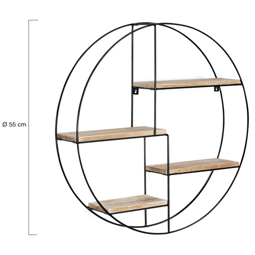 Etagère Murale Ronde Lily 4 Niveaux Bois Et Métal Design Industriel