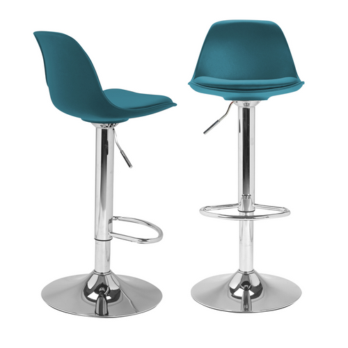 Lot De 2 Tabourets De Bar Karl Design Bleu Canard