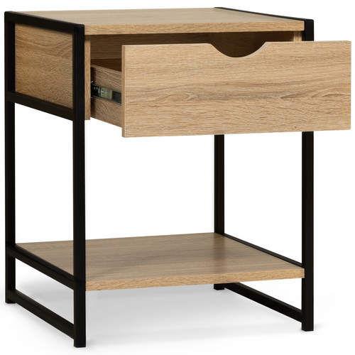 Lot De 2 Tables De Chevet Detroit 1 Tiroir Avec Tablette Bois Et Métal Noir Design Industriel