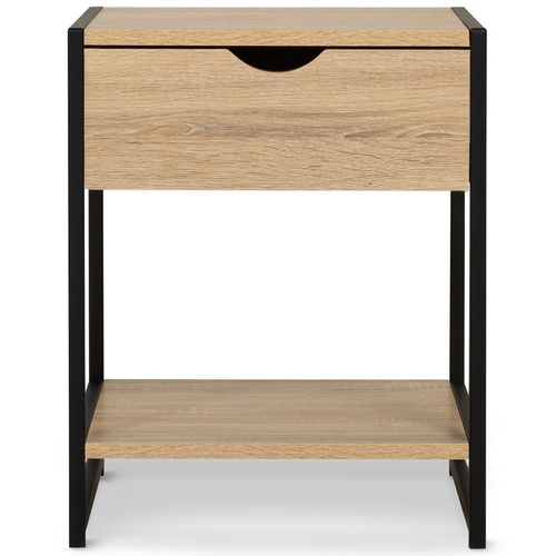 Lot De 2 Tables De Chevet Detroit 1 Tiroir Avec Tablette Bois Et Métal Noir Design Industriel