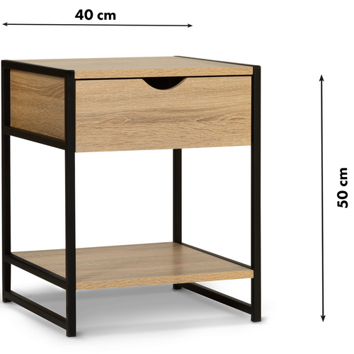 Lot De 2 Tables De Chevet Detroit 1 Tiroir Avec Tablette Bois Et Métal Noir Design Industriel